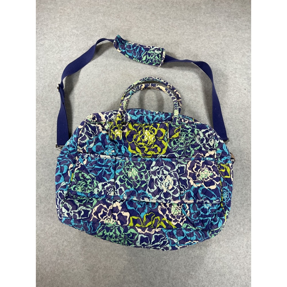 Vera Bradley Blue Bayou Floral Quilted Cotton Duffel Travel Bag Weekend Bag